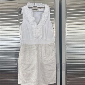 LOFT Elegant White and Cream Mini Dress